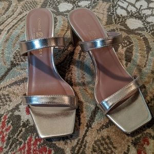 Chinese Laundry gold open toed heels